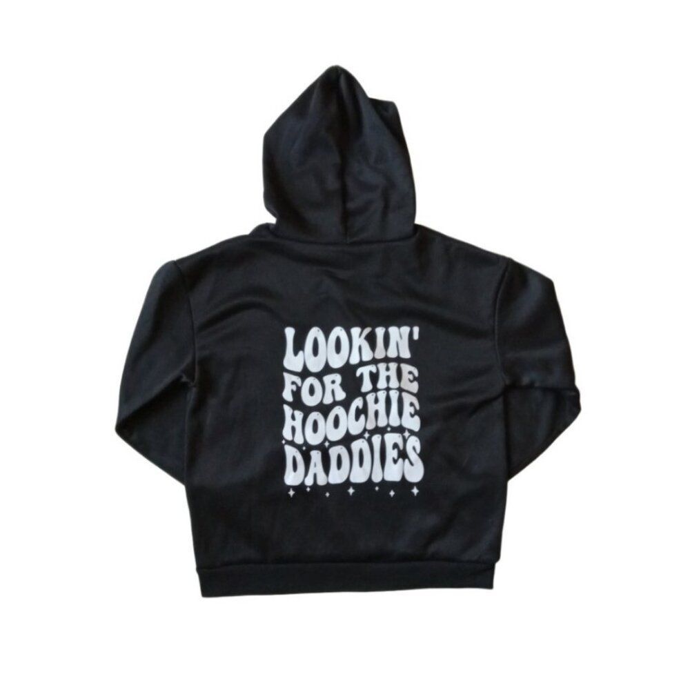 Black Long Sleeve Lookin' For The Hoochie Daddies Graphic Print Hoodie Adult 0XL